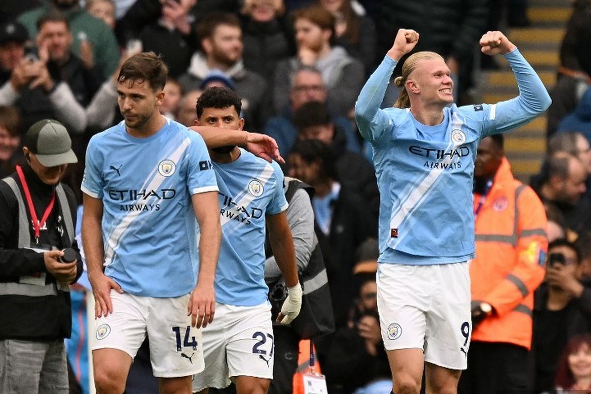 Haaland Cetak 2 Gol dalam 5 Menit, Man City Taklukkan Everton 2-0!